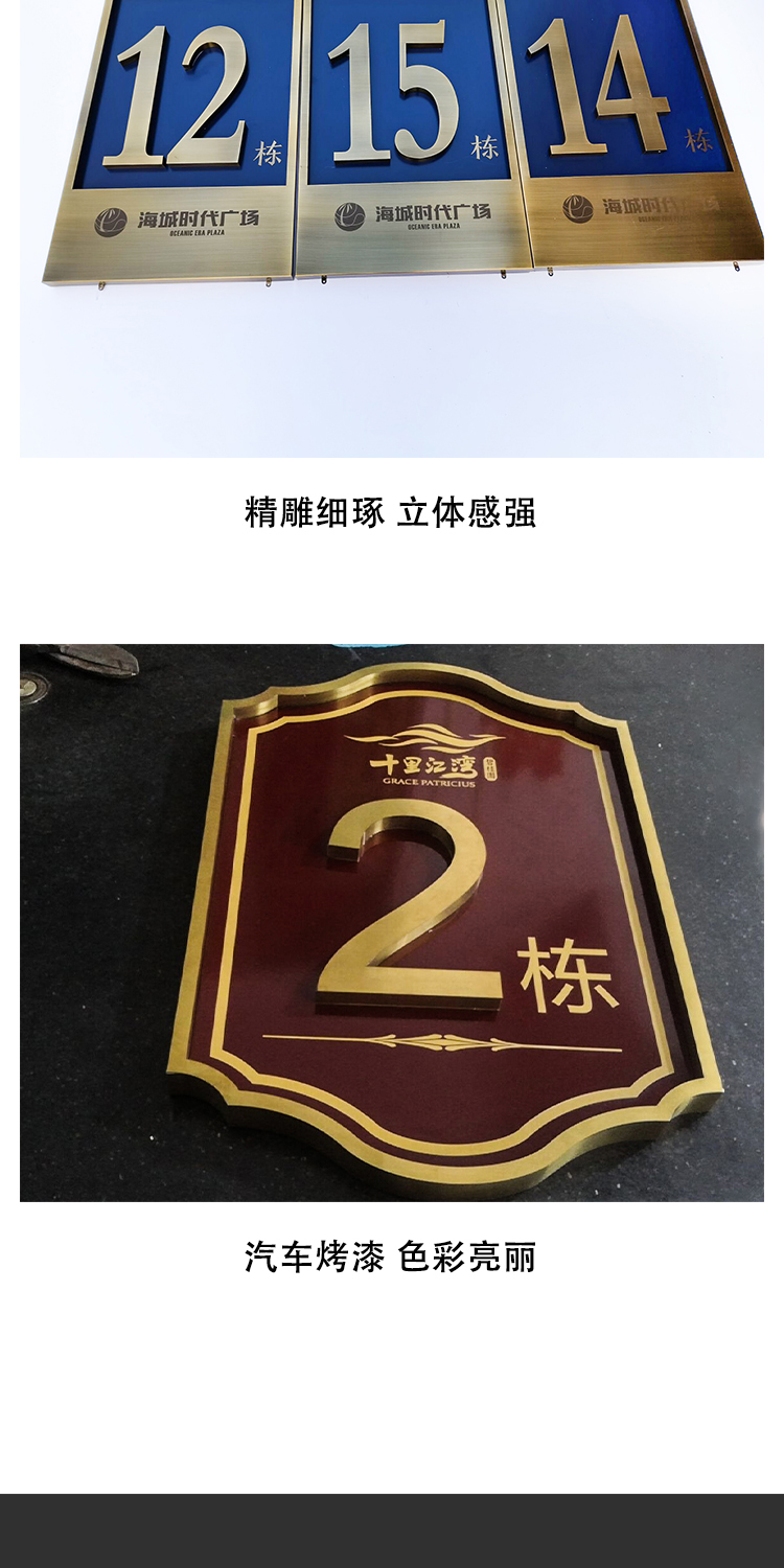 小區樓棟牌牌匾仿古樓二維碼烤漆指示牌銅牌定制學校樓號牌新農村